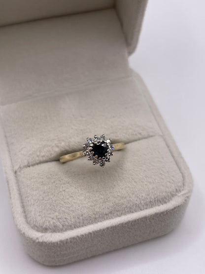 9ct gold sapphire and diamond ring