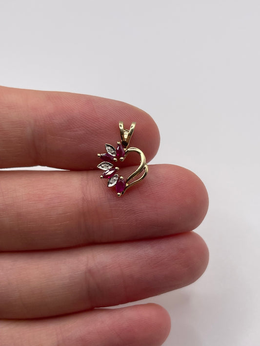 9ct gold ruby and diamond pendant