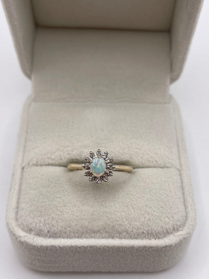 9ct gold opal and diamond ring