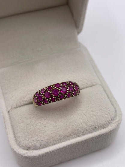 9ct gold ruby cluster ring