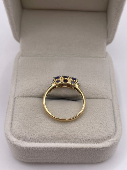 9ct gold tanzanite and diamond ring