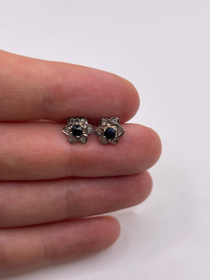 9ct gold sapphire and diamond earrings