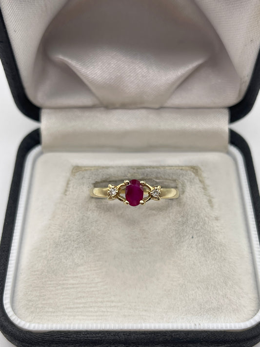 9ct gold ruby and diamond ring