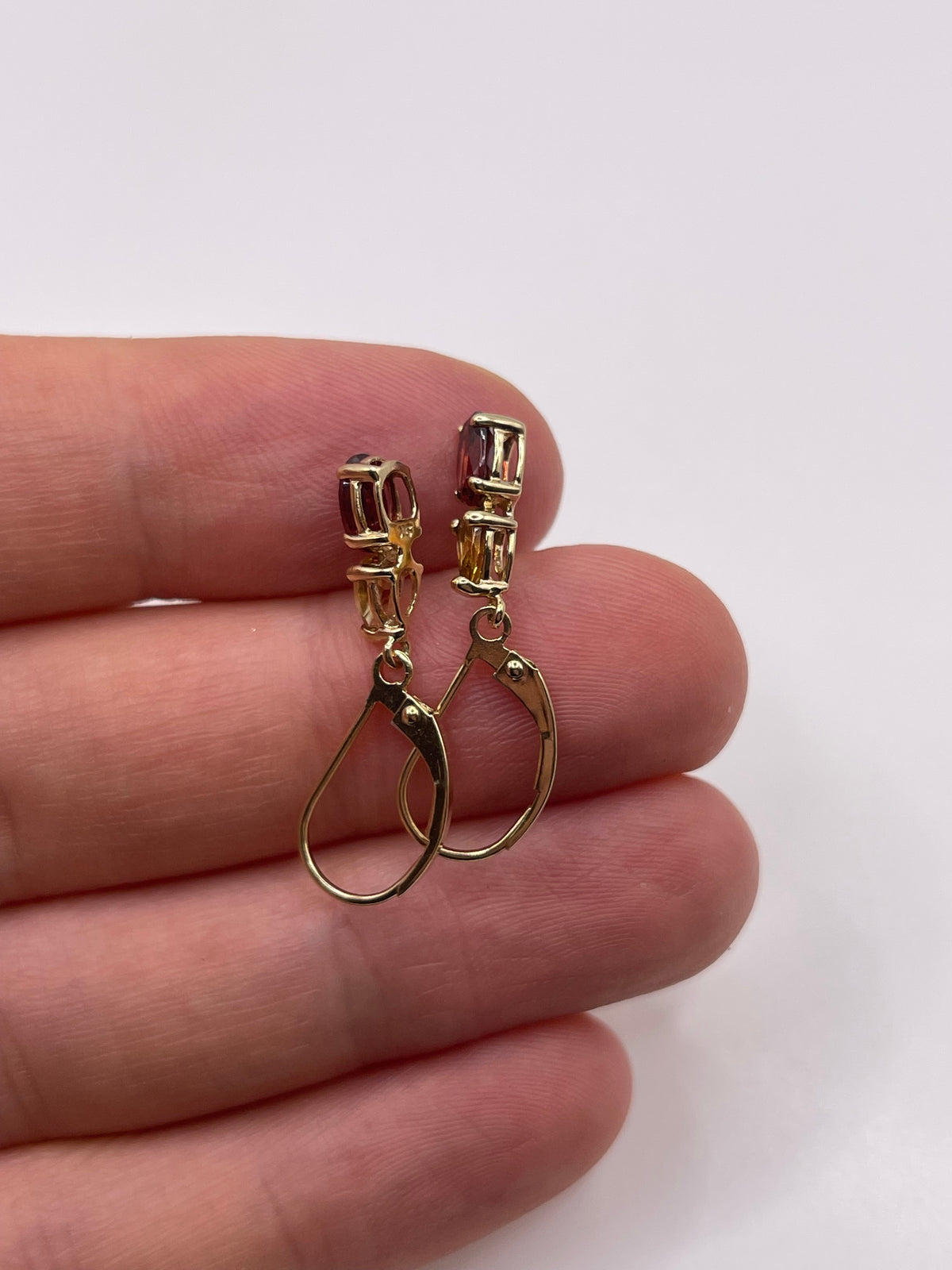 9ct gold garnet and citrine earrings