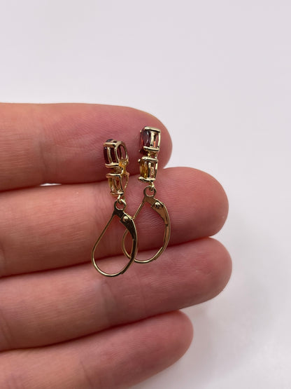9ct gold garnet and citrine earrings