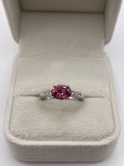 14ct white gold tourmaline and diamond ring