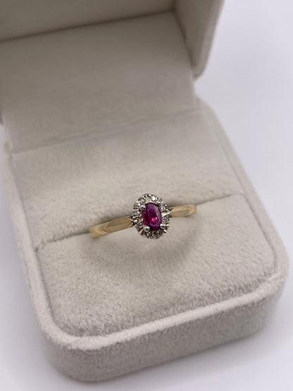 9ct gold ruby and diamond ring
