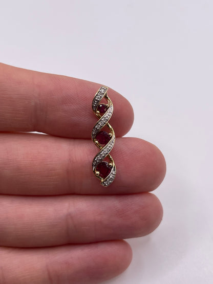 9ct gold ruby and diamond pendant