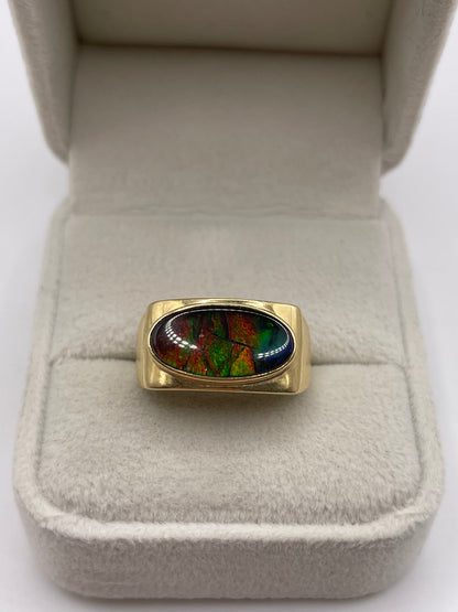 14ct gold Ammolite ring