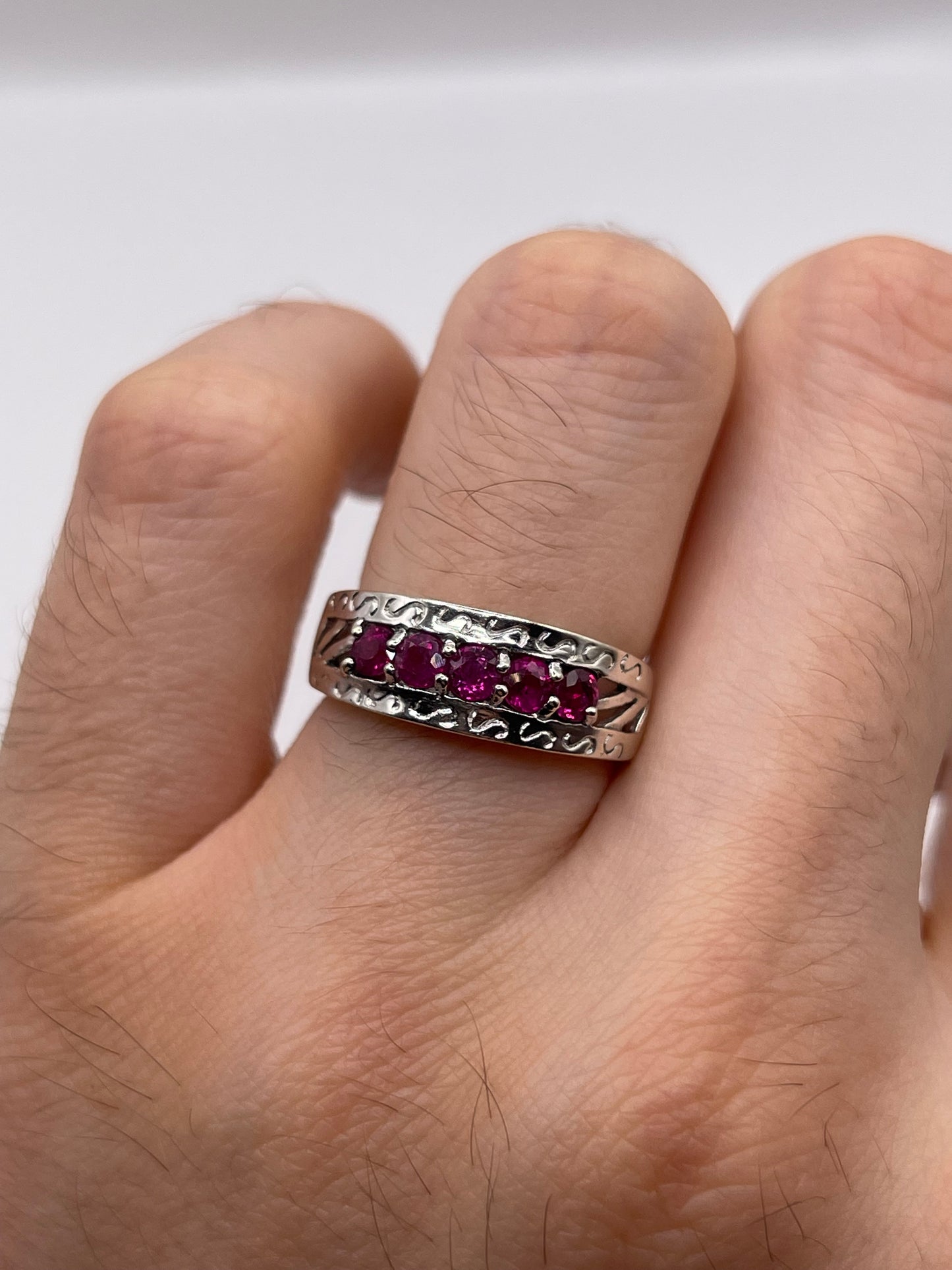 9ct white gold ruby ring