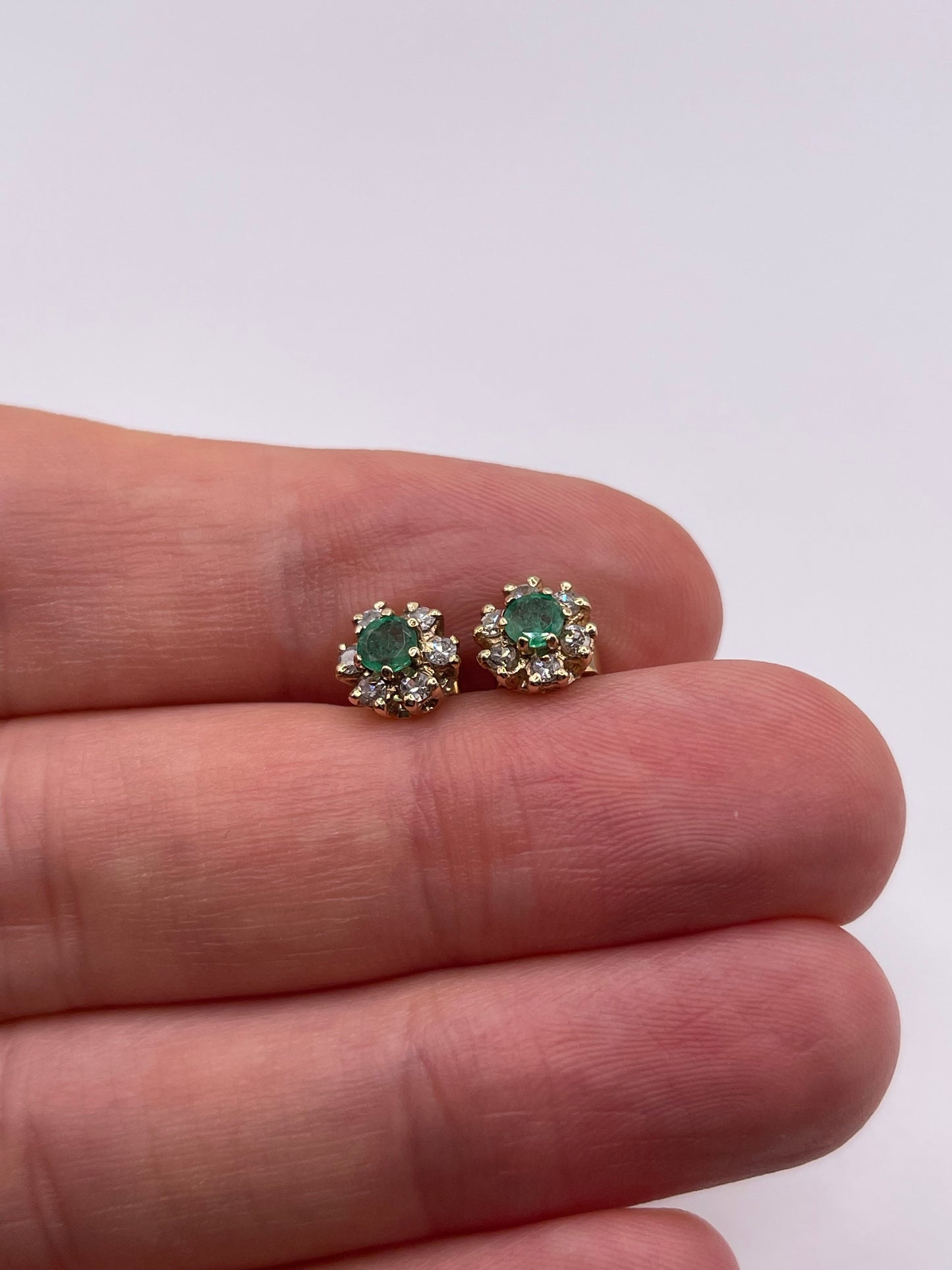 9ct gold emerald and diamond earrings