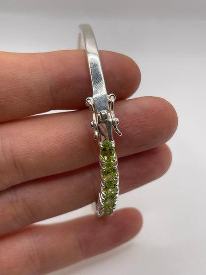 Silver peridot bangle