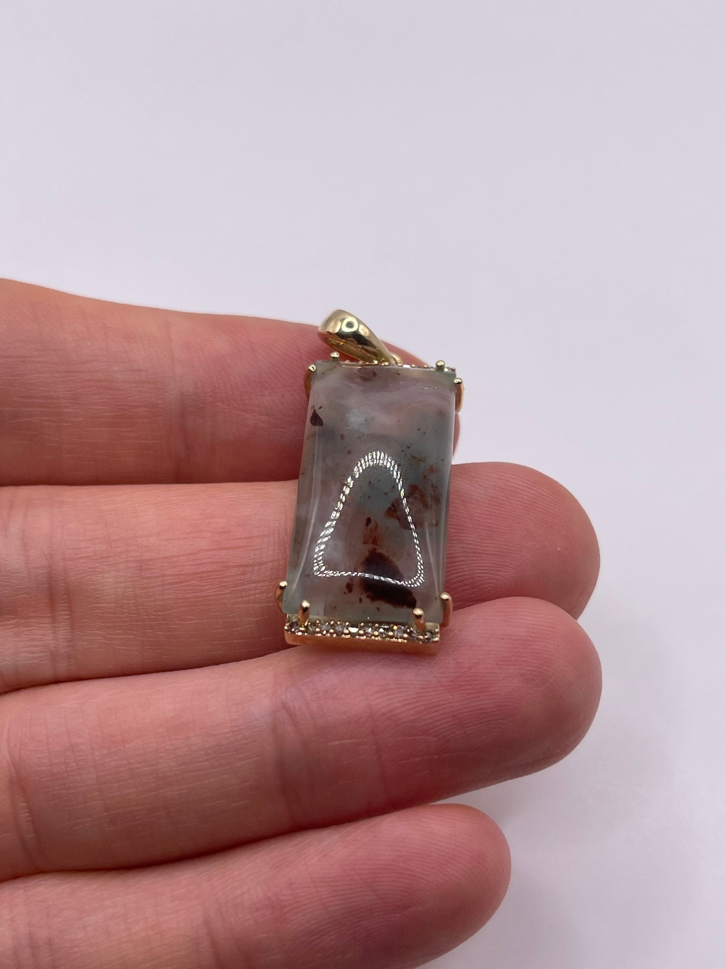 9ct gold aquaprase and diamond pendant