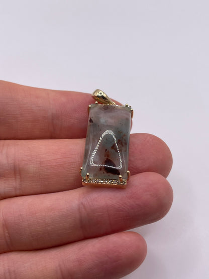 9ct gold aquaprase and diamond pendant