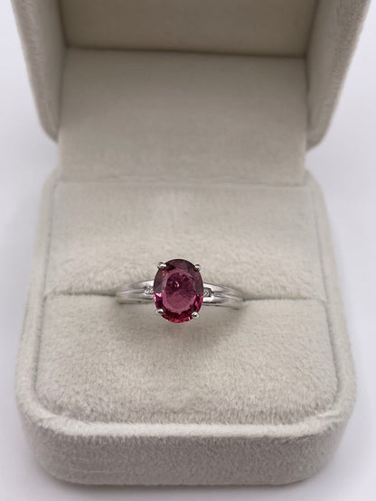 9ct white gold tourmaline and diamond ring