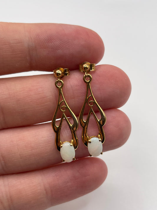9ct gold opal earrings