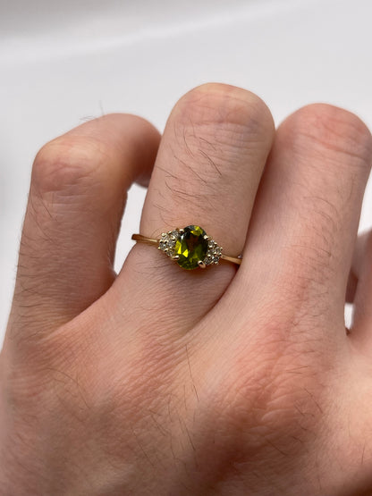 9ct gold quartz and diamond ring