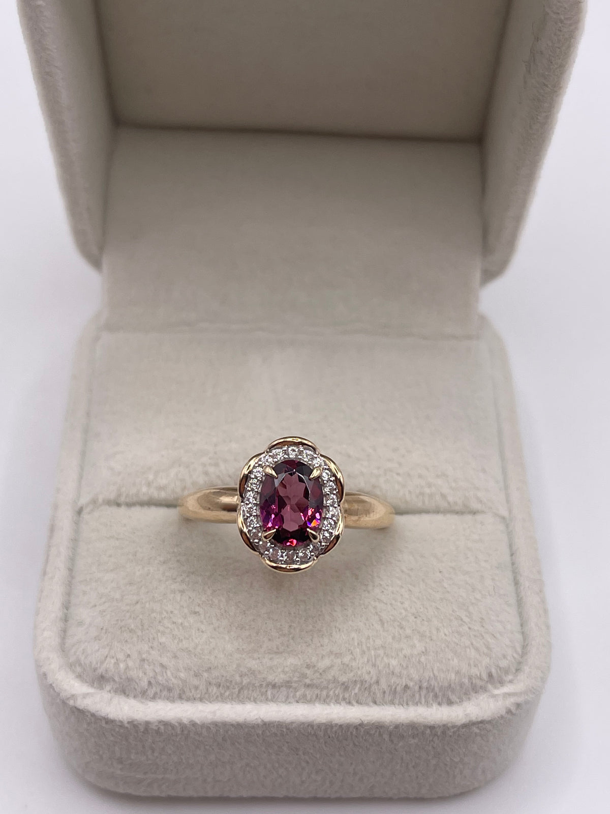 9ct gold tourmaline and zircon ring