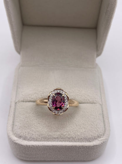 9ct gold tourmaline and zircon ring