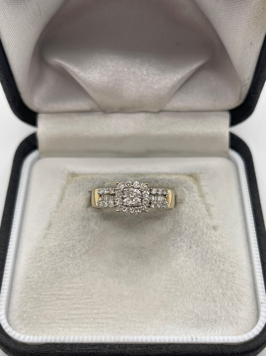 9ct gold diamond cluster ring