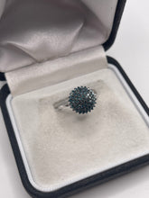 Load image into Gallery viewer, 9ct white gold blue diamond ring
