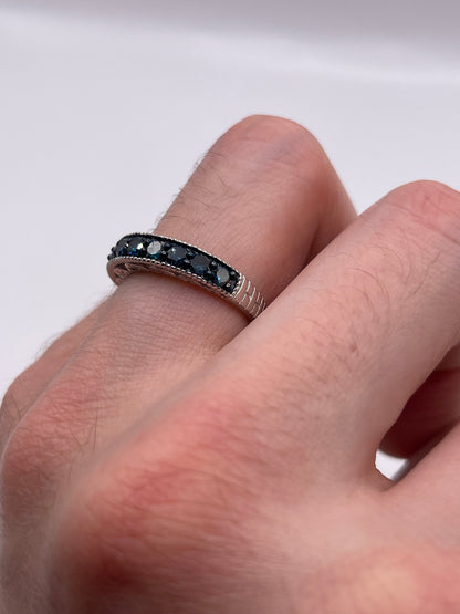 Silver blue diamond ring