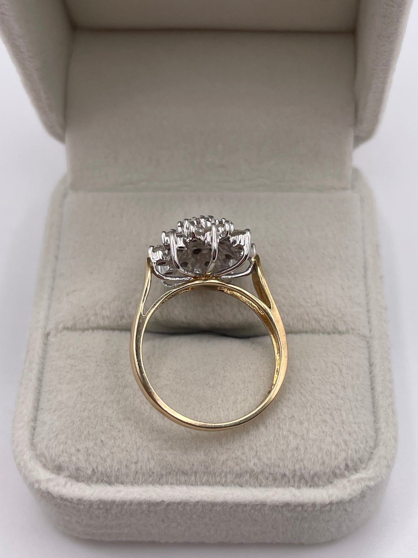 9ct gold 1ct diamond cluster ring