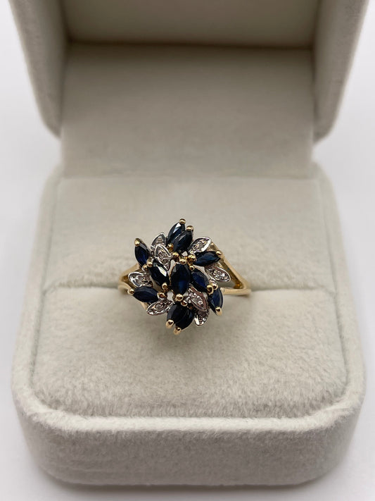9ct gold sapphire and diamond ring