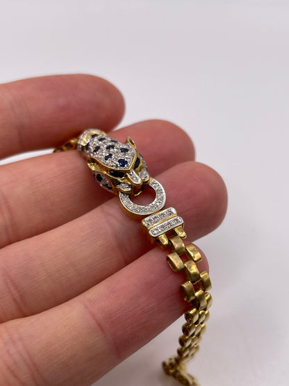 18ct gold sapphire and diamond panther bracelet