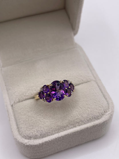9ct gold amethyst and diamond ring