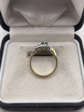 Load image into Gallery viewer, 9ct gold green agate and cz ring
