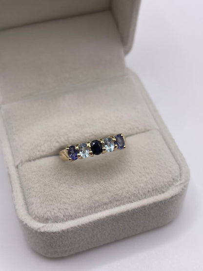 9ct gold multi gemstone ring
