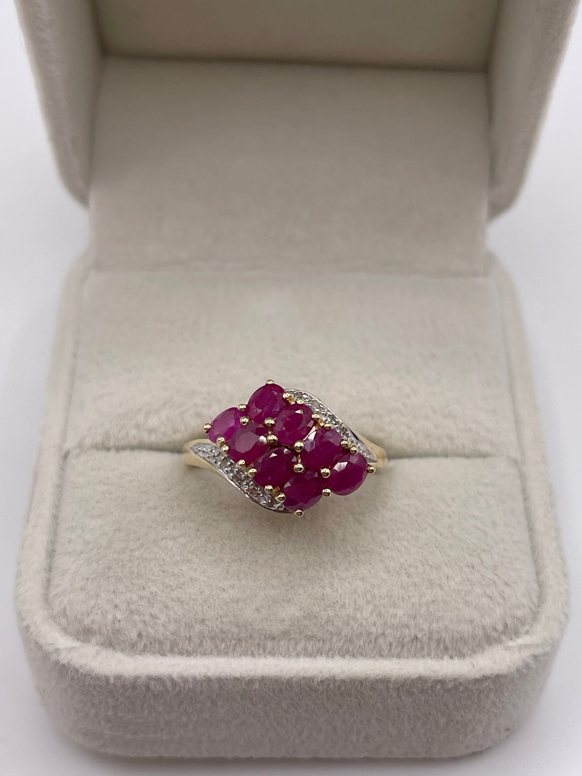 9ct gold ruby and diamond ring