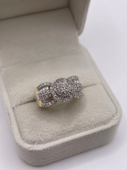 9ct gold diamond cluster ring