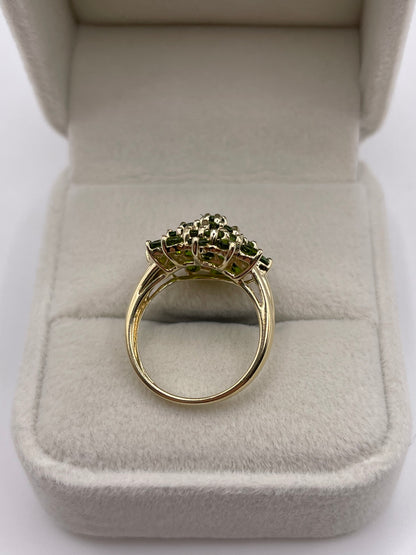 9ct gold diopside cluster ring