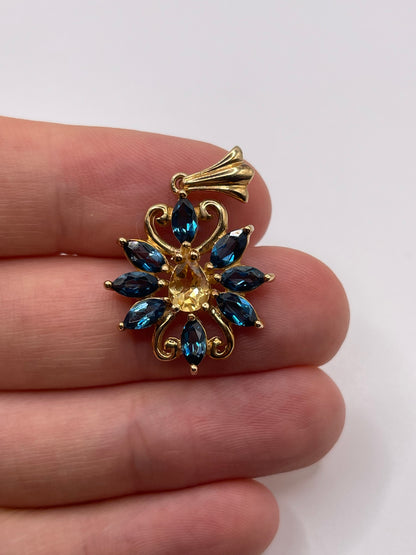 9ct gold citrine and topaz pendant