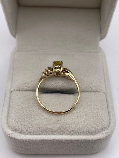 9ct gold yellow sapphire and diamond ring