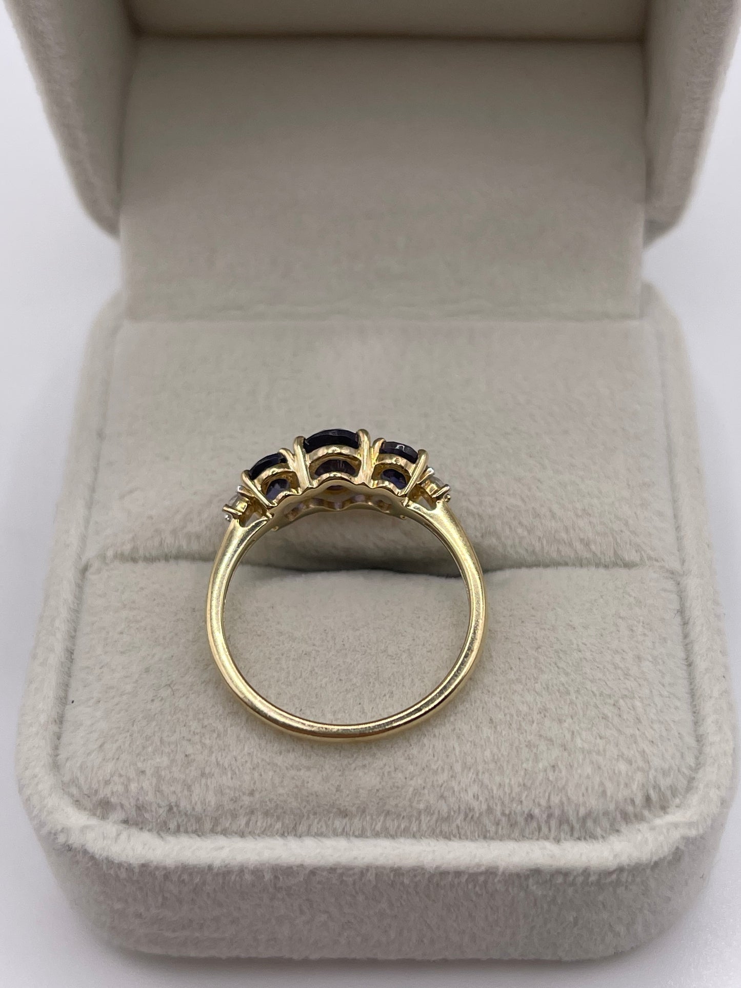 9ct gold iolite and diamond ring