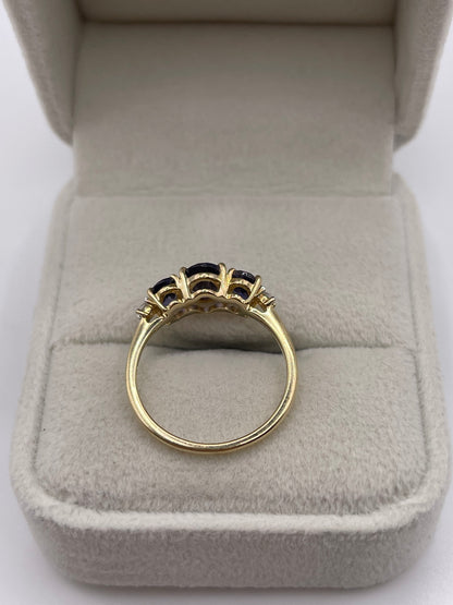 9ct gold iolite and diamond ring