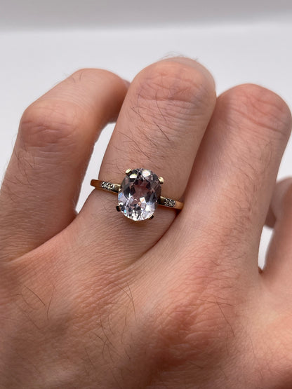 9ct gold kunzite and diamond ring