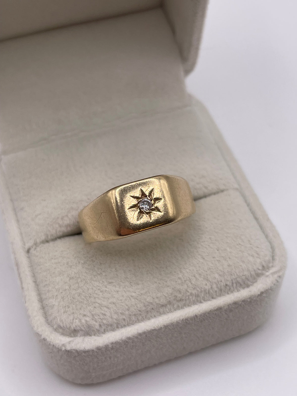 9ct gold diamond signet ring