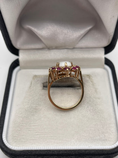 9ct gold opal and ruby ring