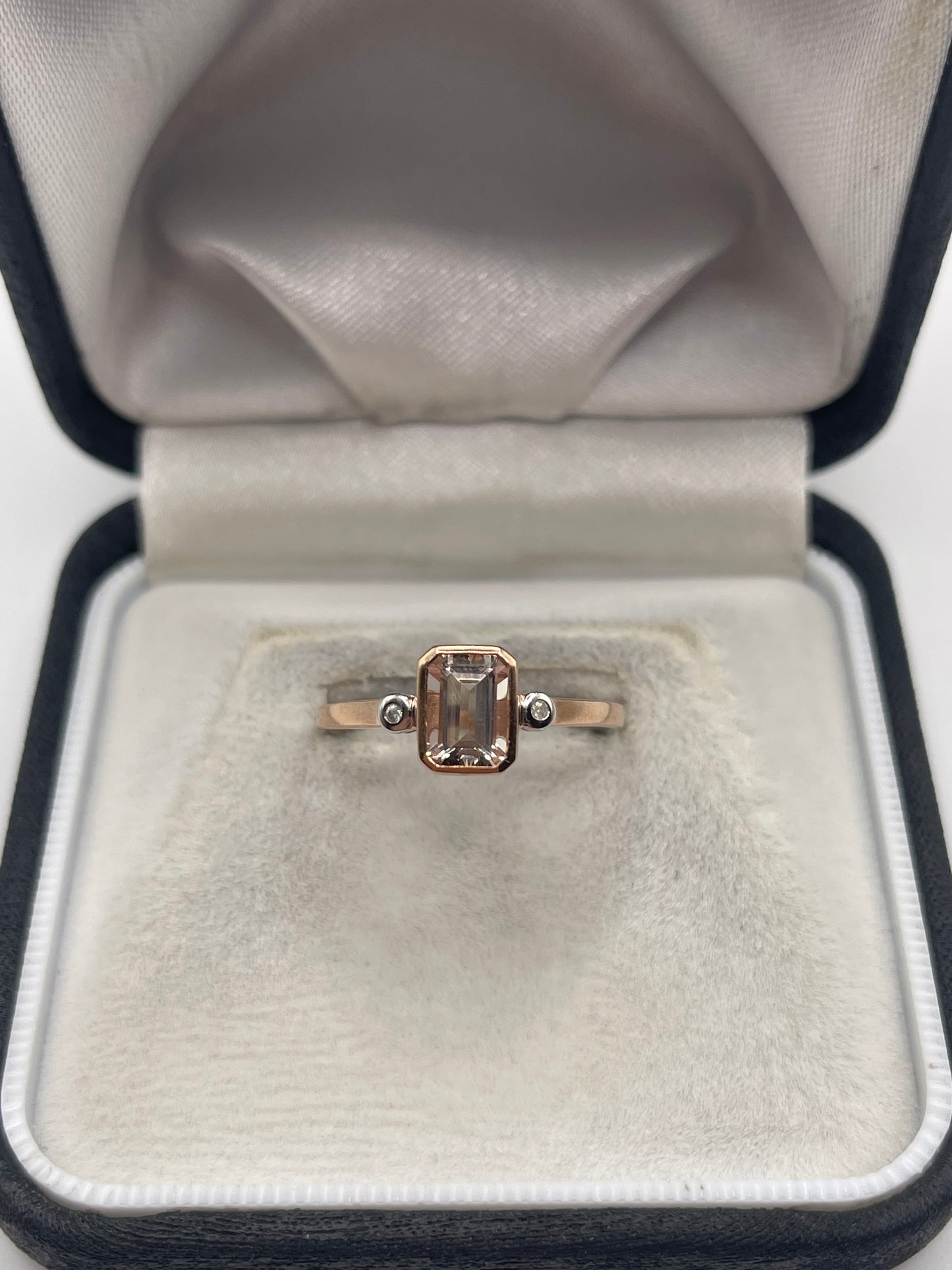 9ct rose gold morganite and zircon ring