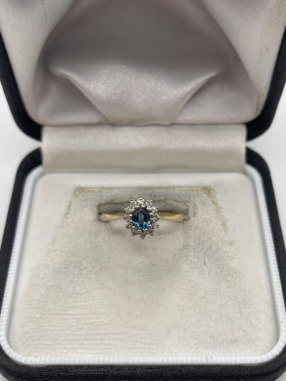 9ct gold topaz and diamond ring