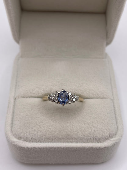 9ct gold sapphire and diamond ring