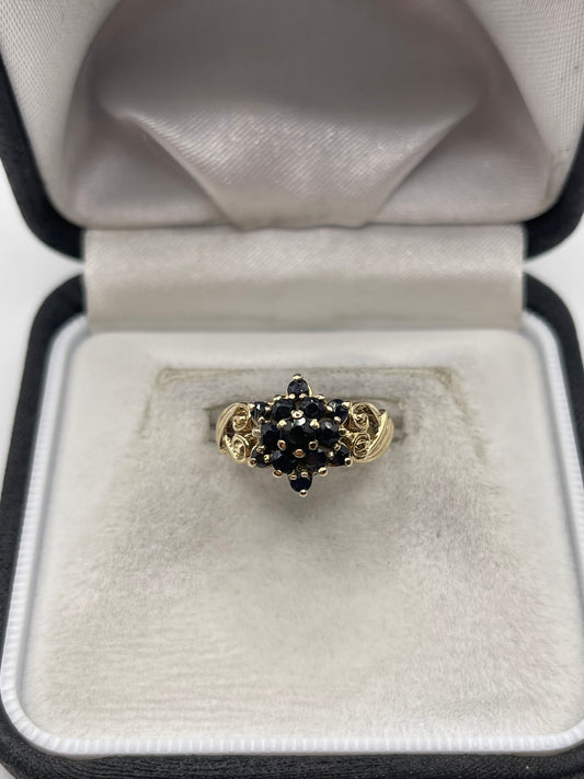 9ct gold sapphire cluster ring