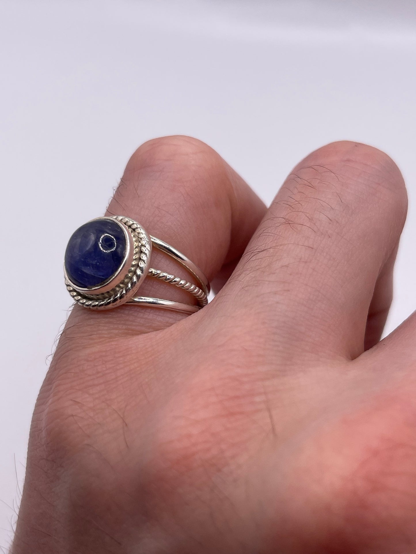 Silver gemstone ring