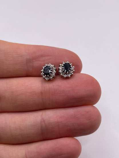 9ct gold sapphire and diamond earrings