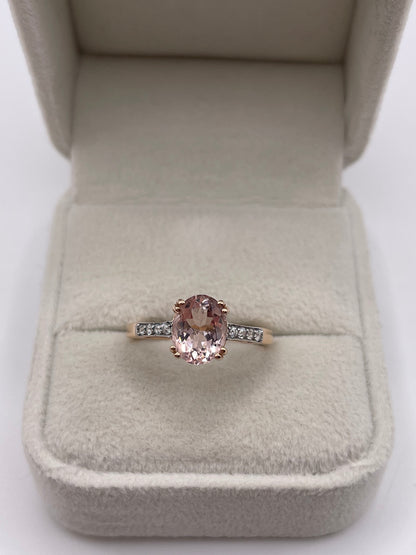 9ct gold morganite and zircon ring