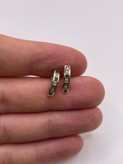 9ct gold emerald and diamond earrings